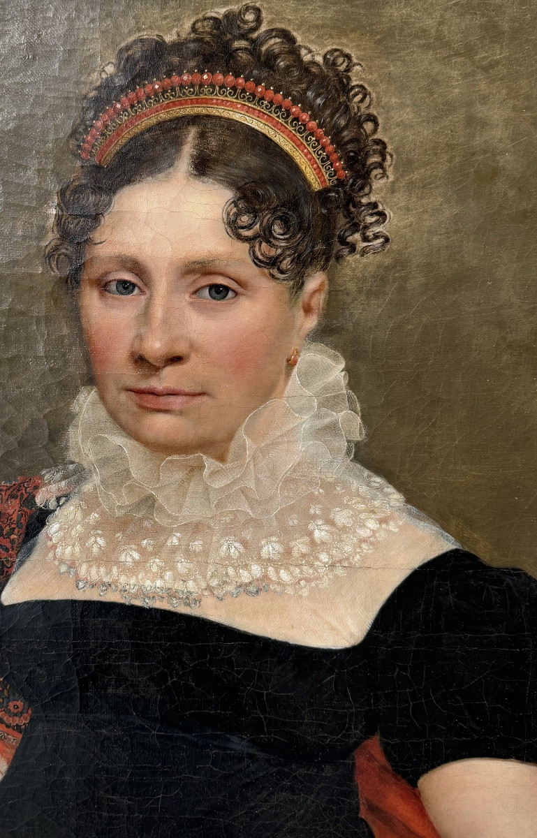 Pair Of Large Empire Portraits Circa 1820 By Jean-baptiste Maes -photo-3