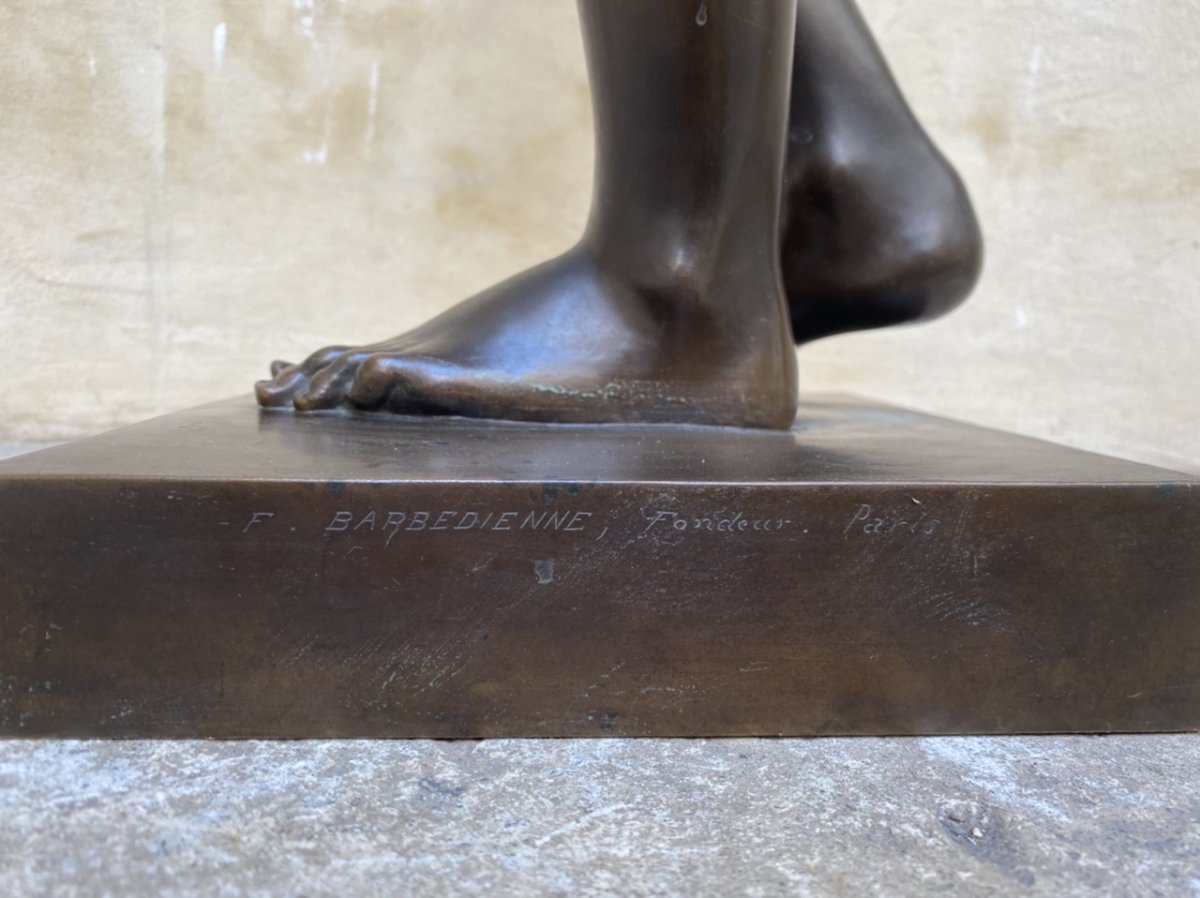 Young Praying Man, Bronze By Barbedienne After Antique-photo-3