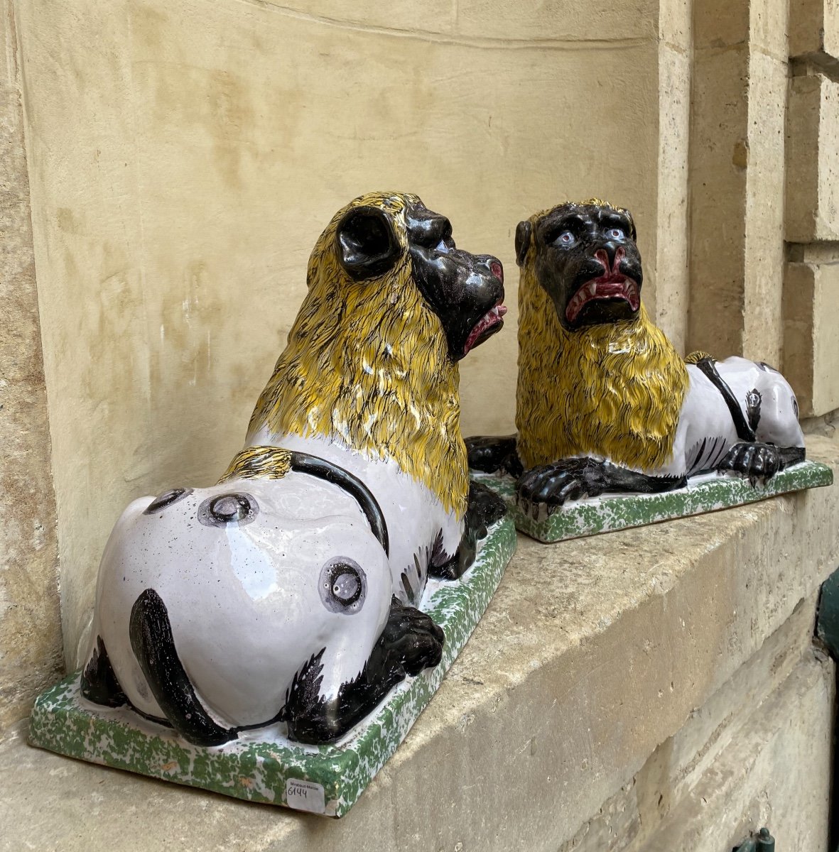 Paire De Lions En Faïence De Lunéville Début 19ème Siècle -photo-3