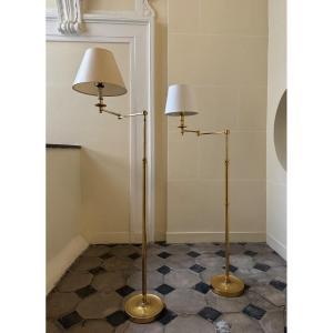 2 Reading Lights In Bronze And Gilded Brass From The 70s, Maison Baguès