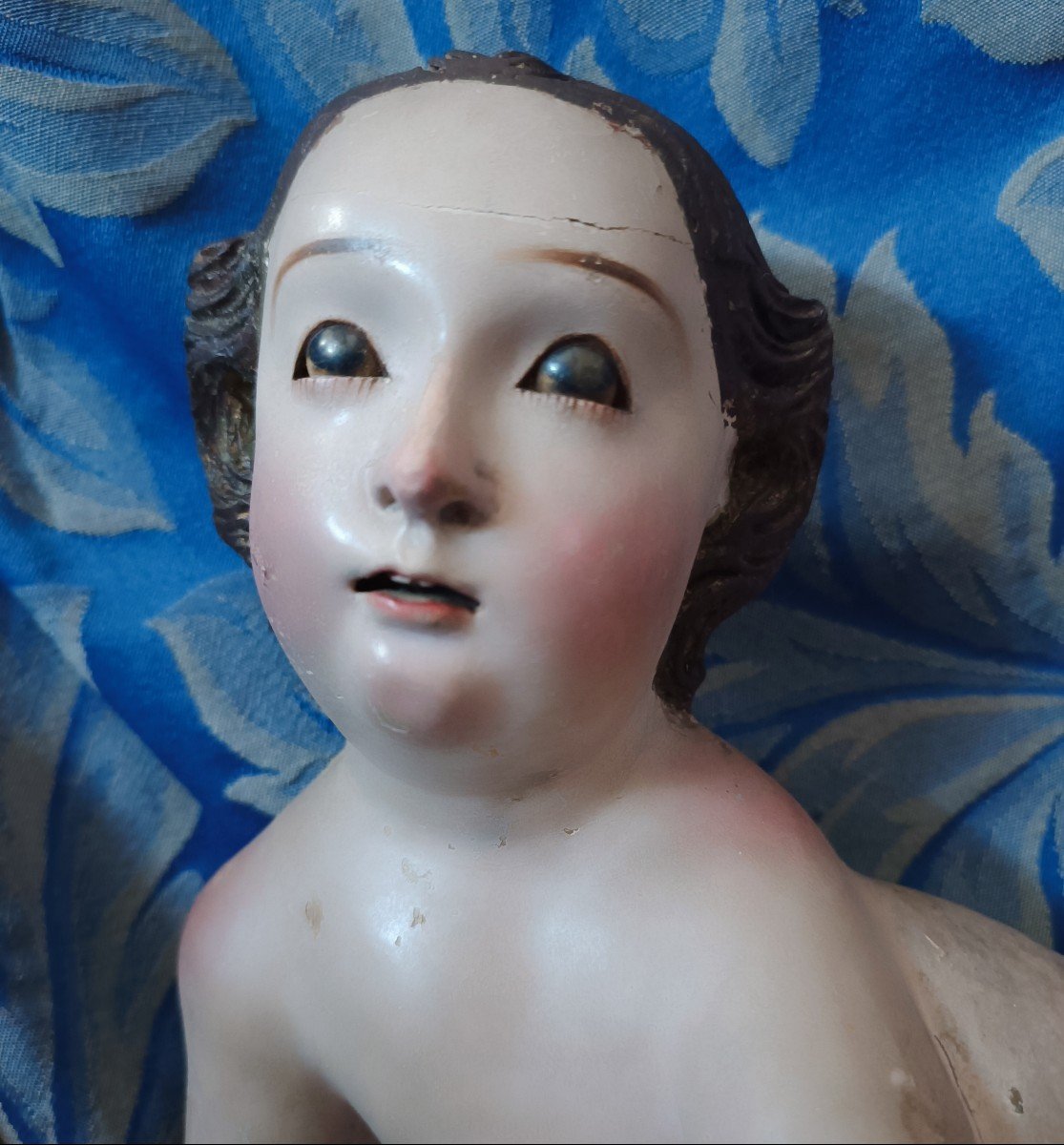 Lying Child In Carved Wood, Late 18th Century-photo-2