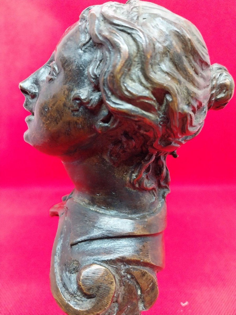 Bronze Ancien Tête De Femme Italie 16ème-photo-2