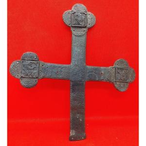 Croix En Bronze Mosan XIIème Siècle