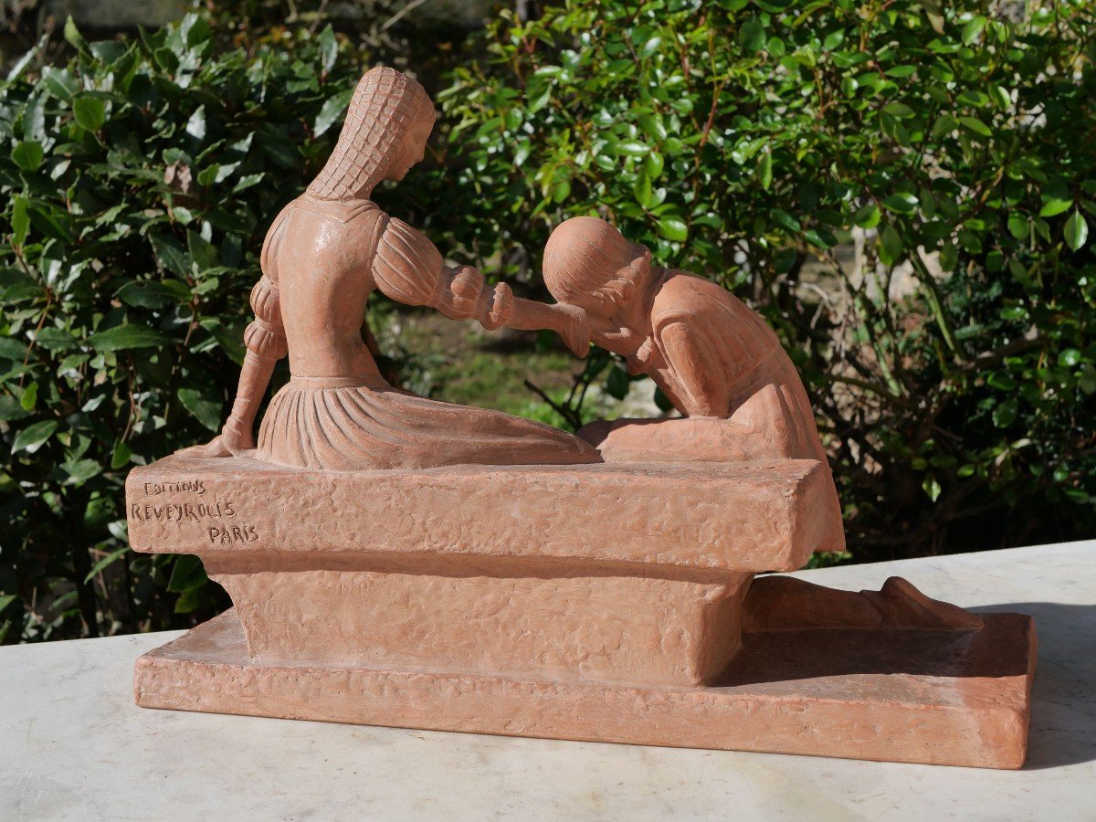 Art Deco - Dh Chiparus Editions Reveyrolis Romeo And Juliet, Terracotta Sculpture-photo-2