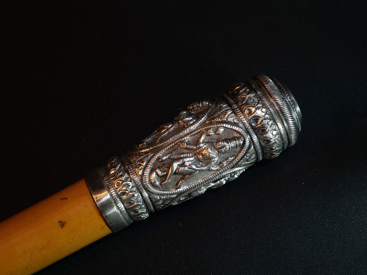 French Indochina - Pommel Cane Decorated With Indochinese Divinities XIX-photo-2