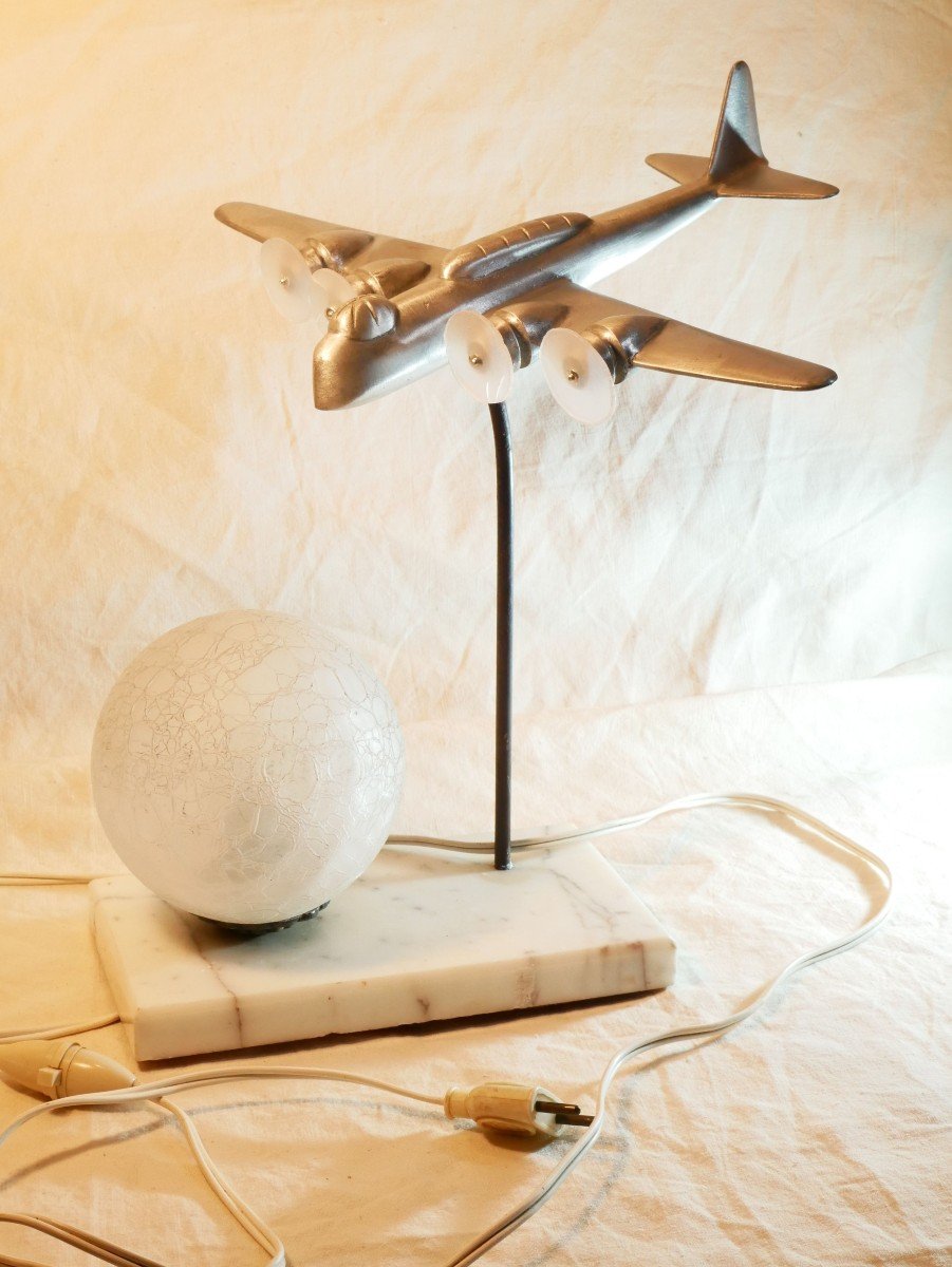 Art Deco Lamp Four-engine Bombardier Airplane From The 30s/40s-photo-2