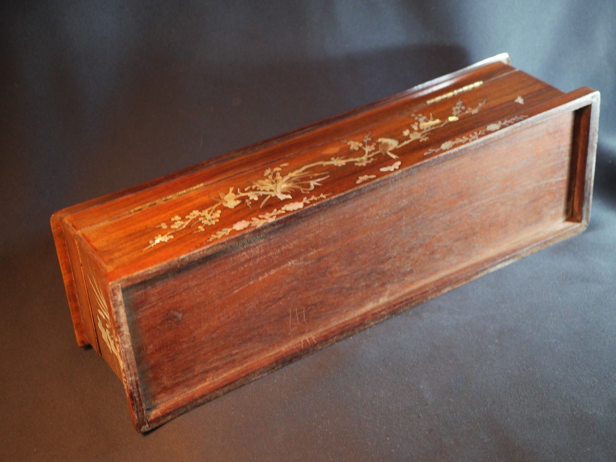 Box For Fan Or Gloves In Mother-of-pearl Marquetry XIXth Century-photo-7