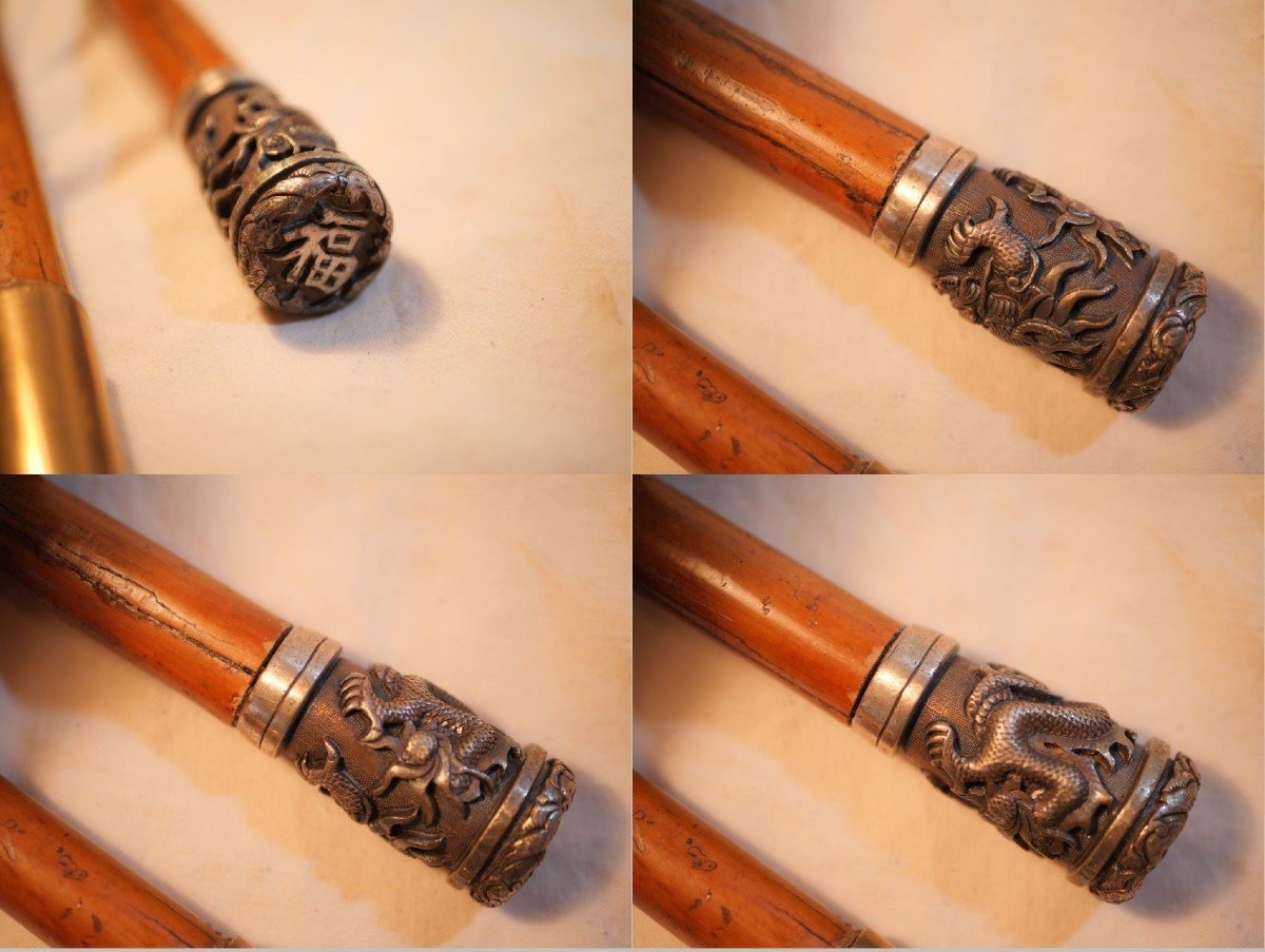 Sword Cane Silver Pommel Dragon Indochina Dedicated To G.langlois His Friends Of The Vcd Nineteenth-photo-3