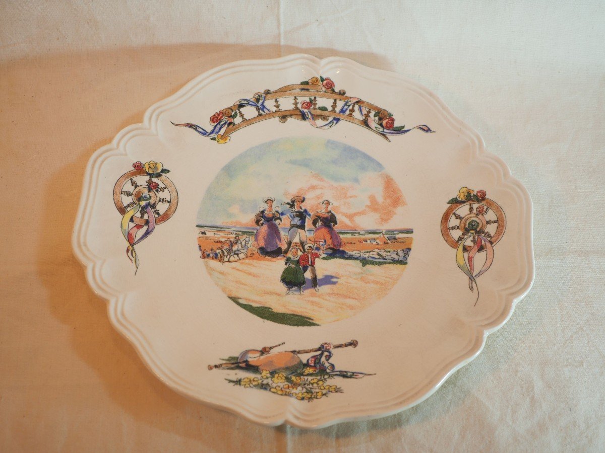 Lot Of Plates And Celtic Dessert Dish Sdv Sarreguemines, Digoin And Vitry-le-françois-photo-2