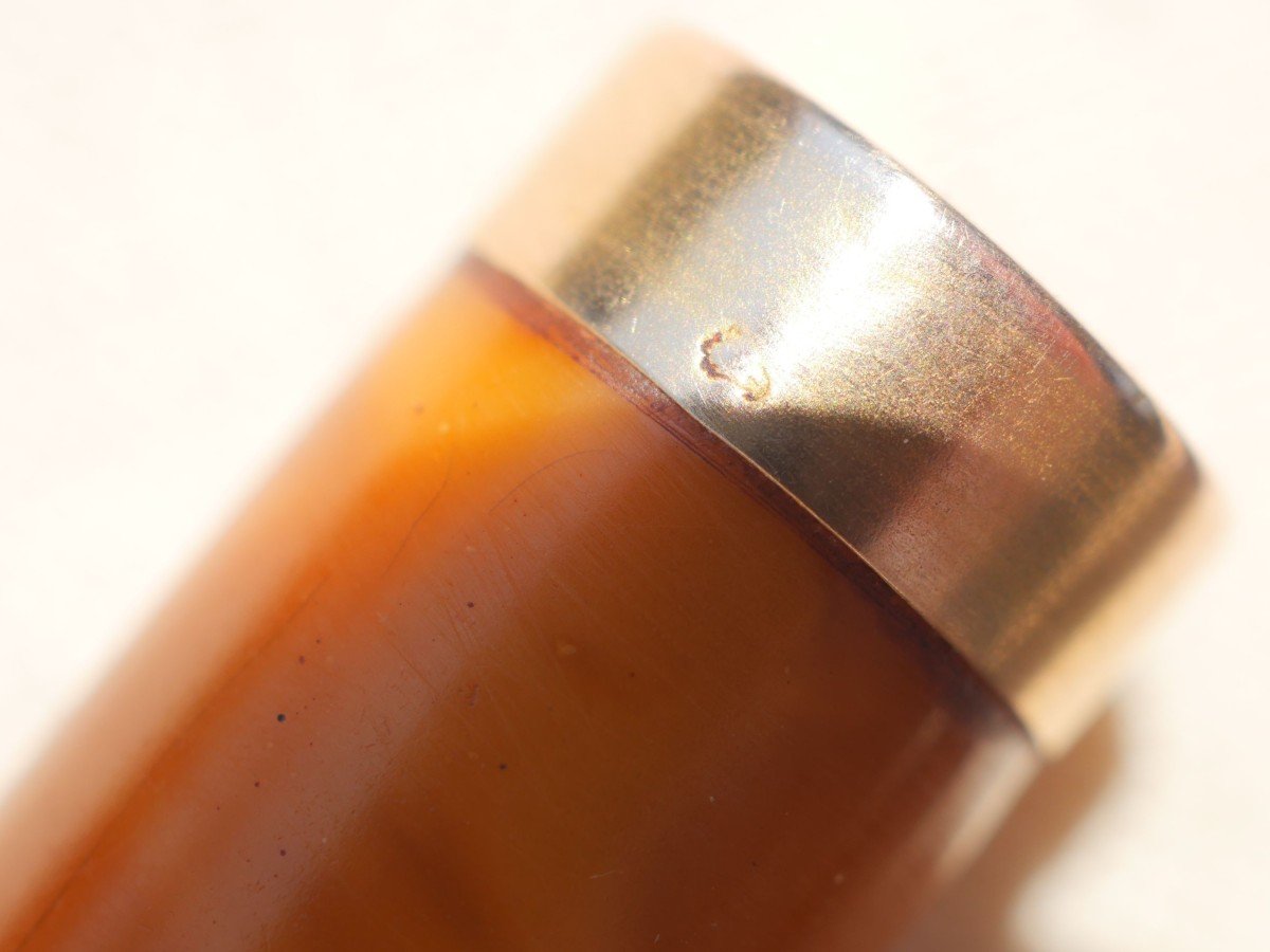 Amber Cigarette Holder With 18k Gold Ring In Case Eagle Head Hallmark Sbx24cig001-photo-5