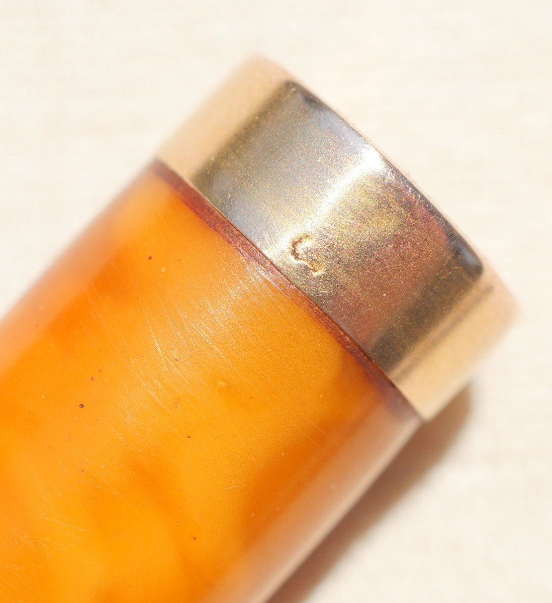 Amber Cigarette Holder With 18k Gold Ring In Case Eagle Head Hallmark Sbx24cig001-photo-6