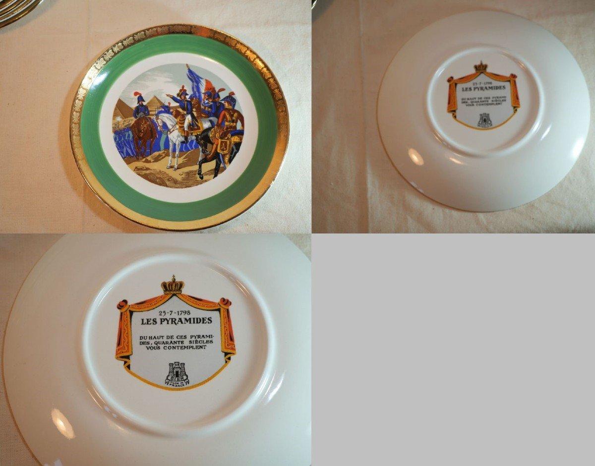 Set Of 10 Dessert Plates In Gien Theme Napoleon 1st Empire - Ref Cn24nap001-photo-2