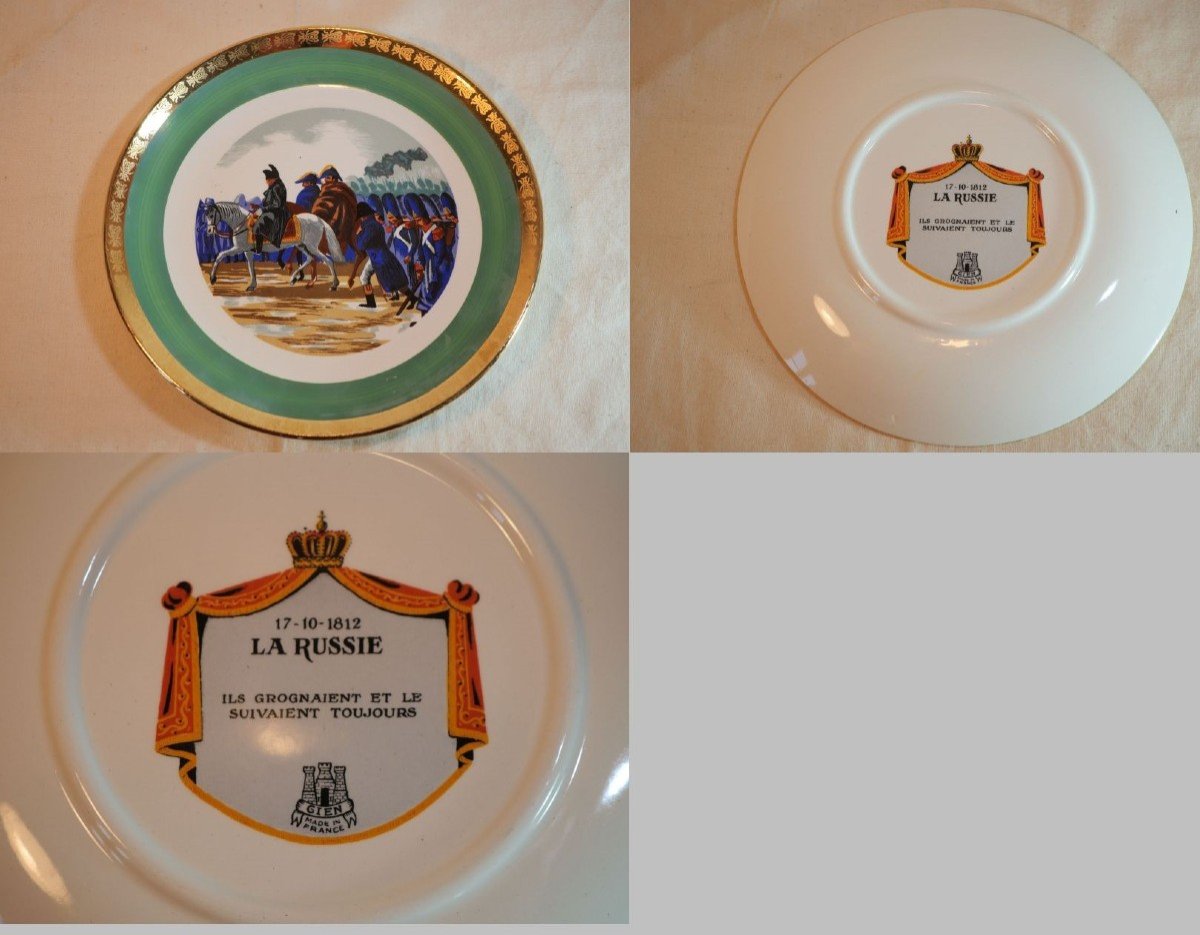 Set Of 10 Dessert Plates In Gien Theme Napoleon 1st Empire - Ref Cn24nap001-photo-8