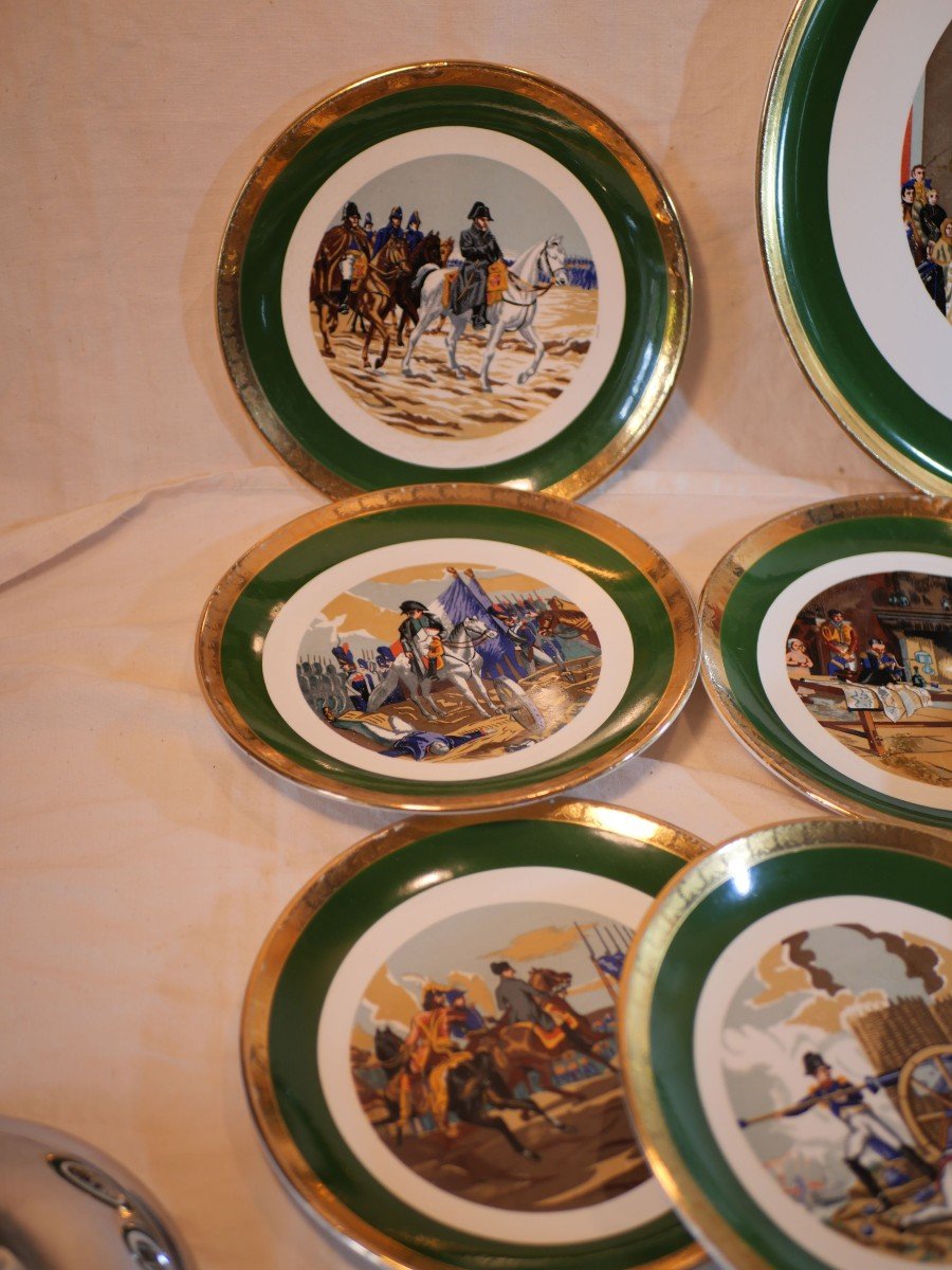 Complete Dessert Service 12 Plates And A Dish In Gien Theme Napoleon 1st Empire Sbx24nap001-photo-2