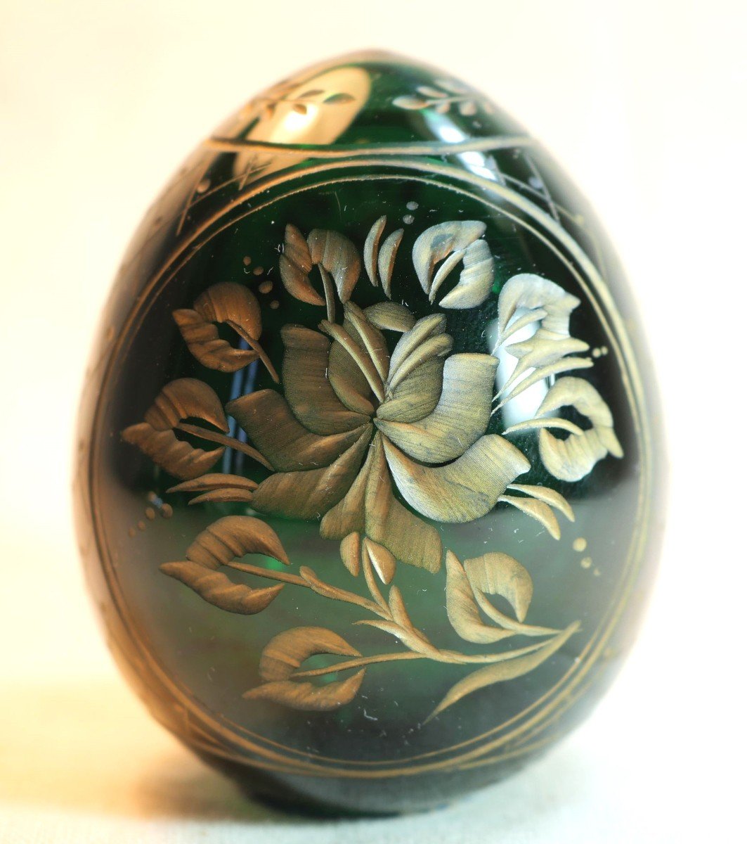 Faberge Style Egg Dark Green Model Engraved Russian Production Bx24fab001-photo-2