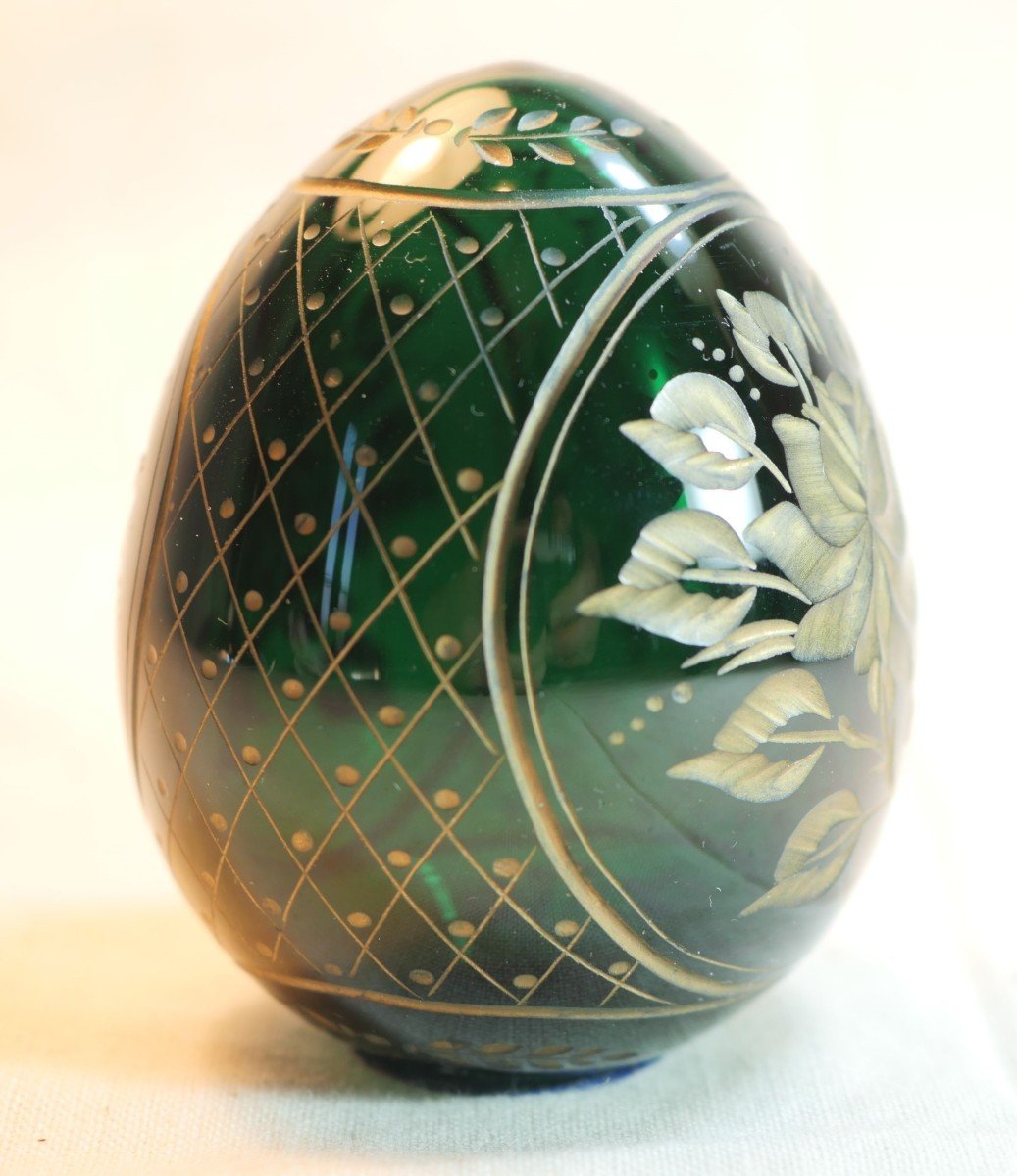 Faberge Style Egg Dark Green Model Engraved Russian Production Bx24fab001-photo-3