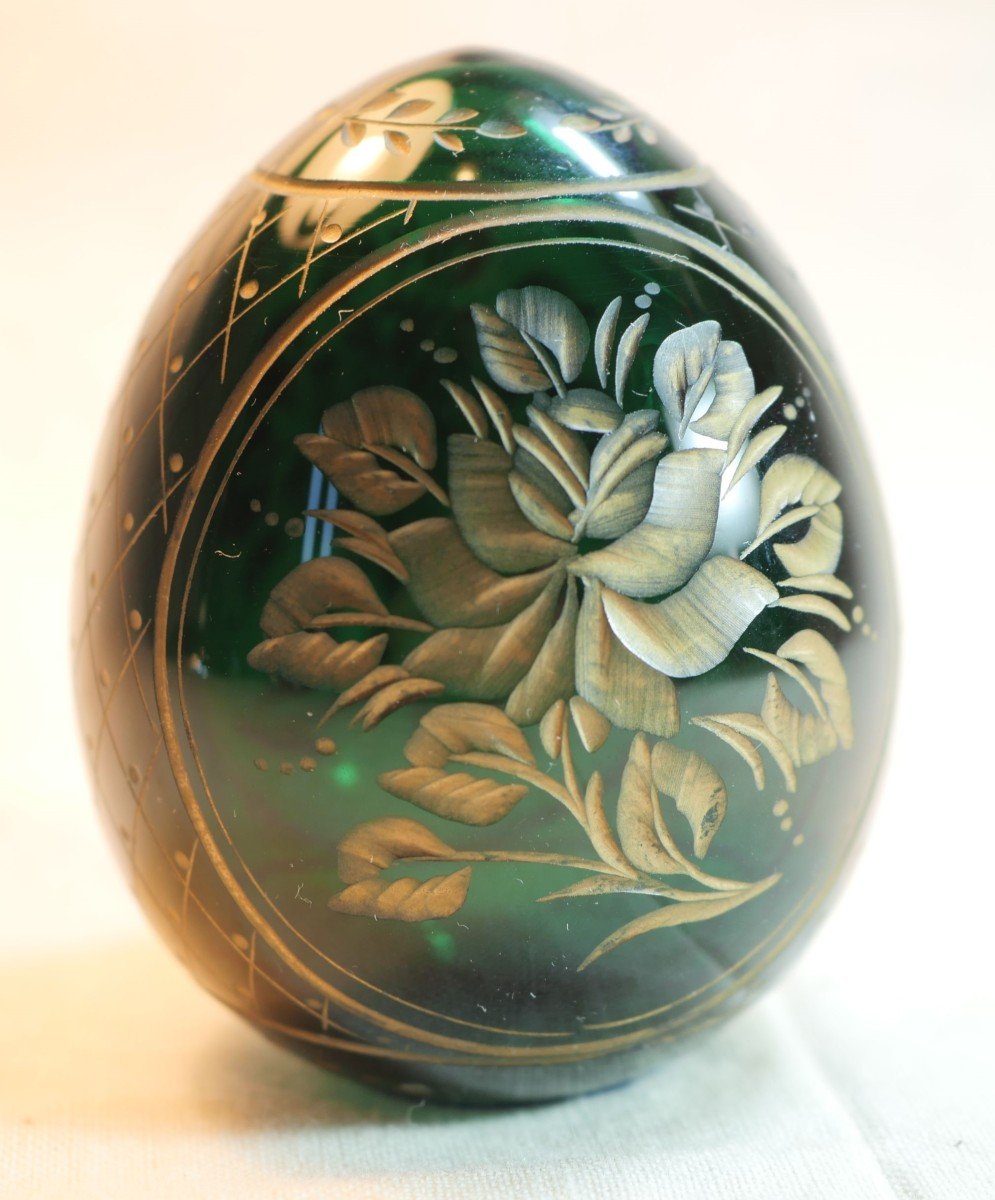 Faberge Style Egg Dark Green Model Engraved Russian Production Bx24fab001-photo-4