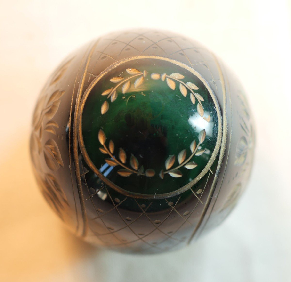 Faberge Style Egg Dark Green Model Engraved Russian Production Bx24fab001-photo-2