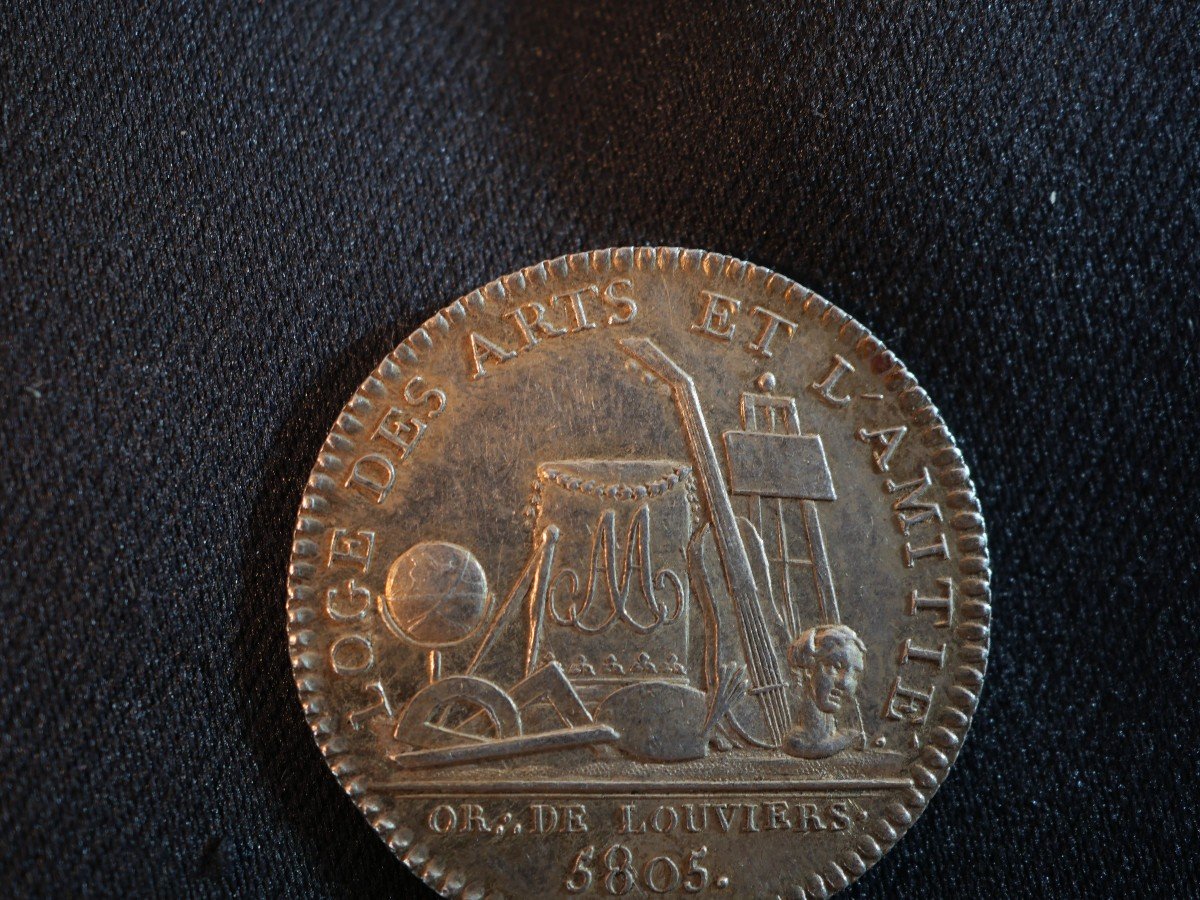 Orient De Louviers, The Arts And Friendship 5805 (1805) Paris Masonic Token Freemason-photo-5