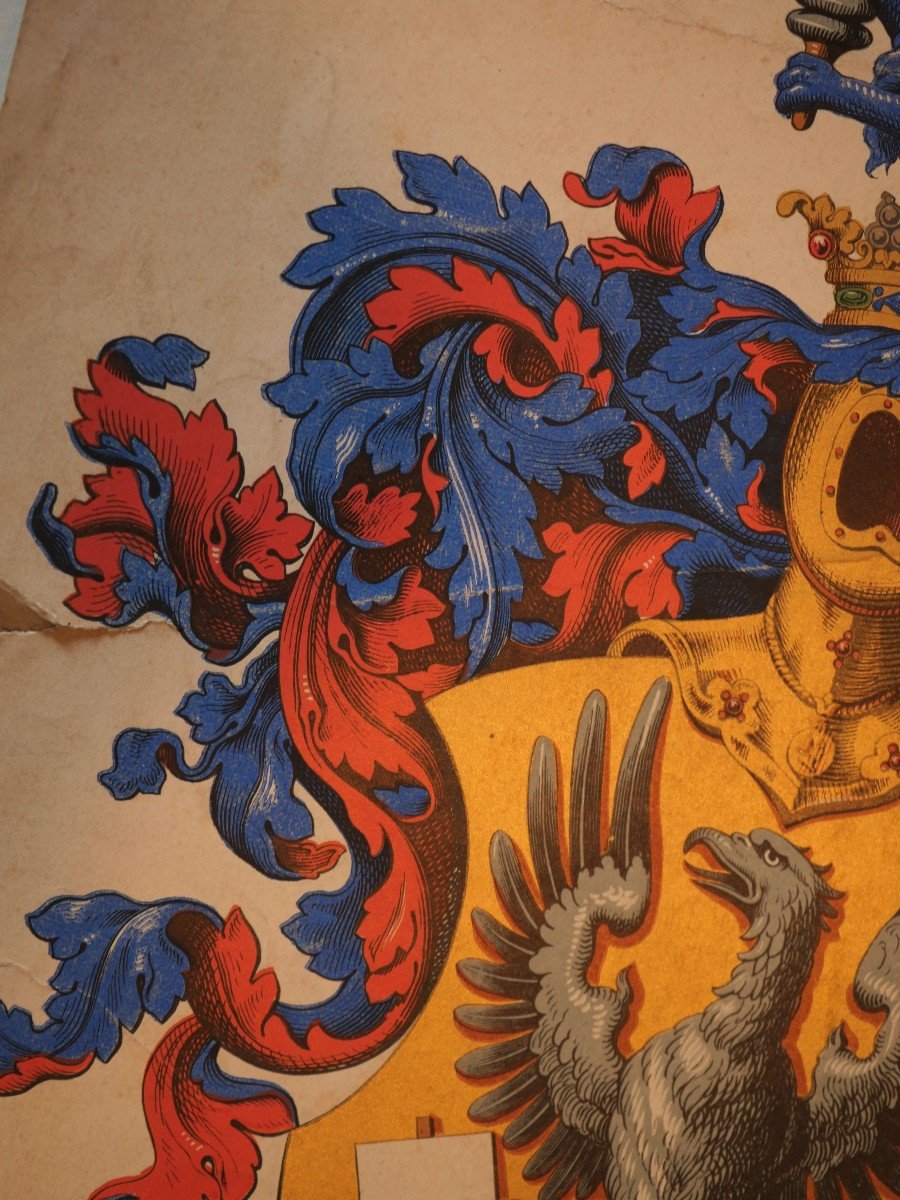 Coat Of Arms In Color 19th Century Printers Granted In 1470 - Ref Sge24arm003-photo-4