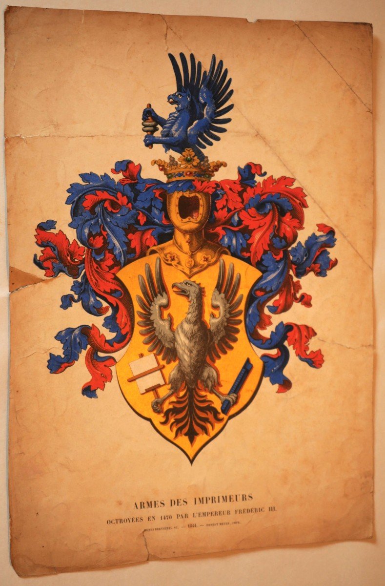 Coat Of Arms In Color 19th Century Printers Granted In 1470 - Ref Sge24arm003