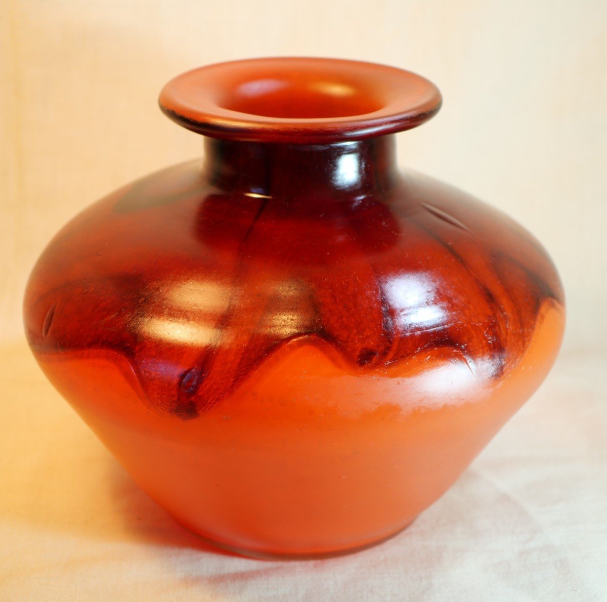 Charles Schneider (1881-1953) - Vase En Pâte De Verre Teinté Signé Schneider - Ref Sdc24sch001-photo-2