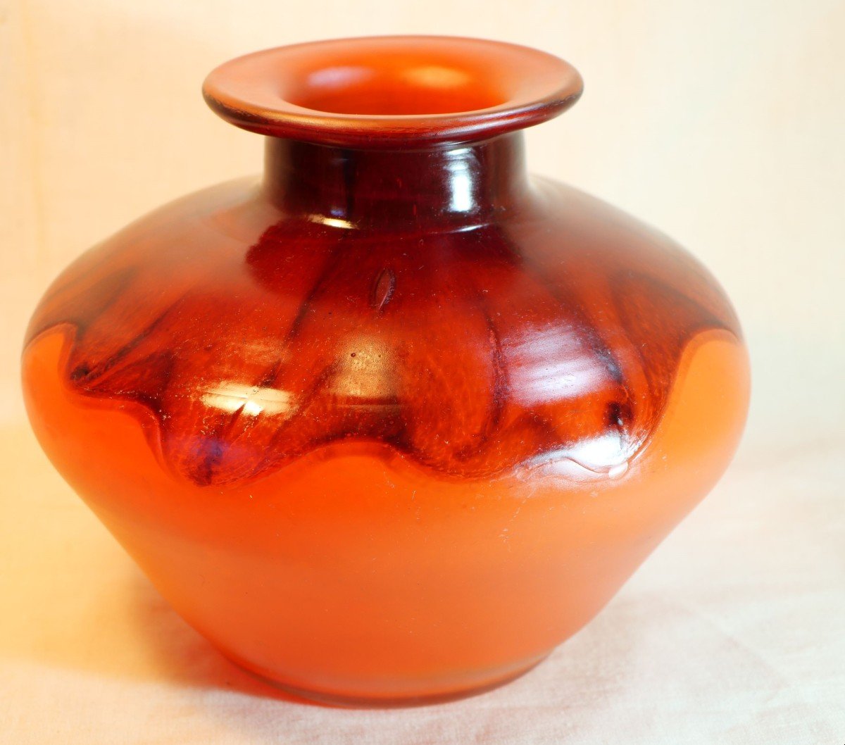 Charles Schneider (1881-1953) - Vase En Pâte De Verre Teinté Signé Schneider - Ref Sdc24sch001-photo-3