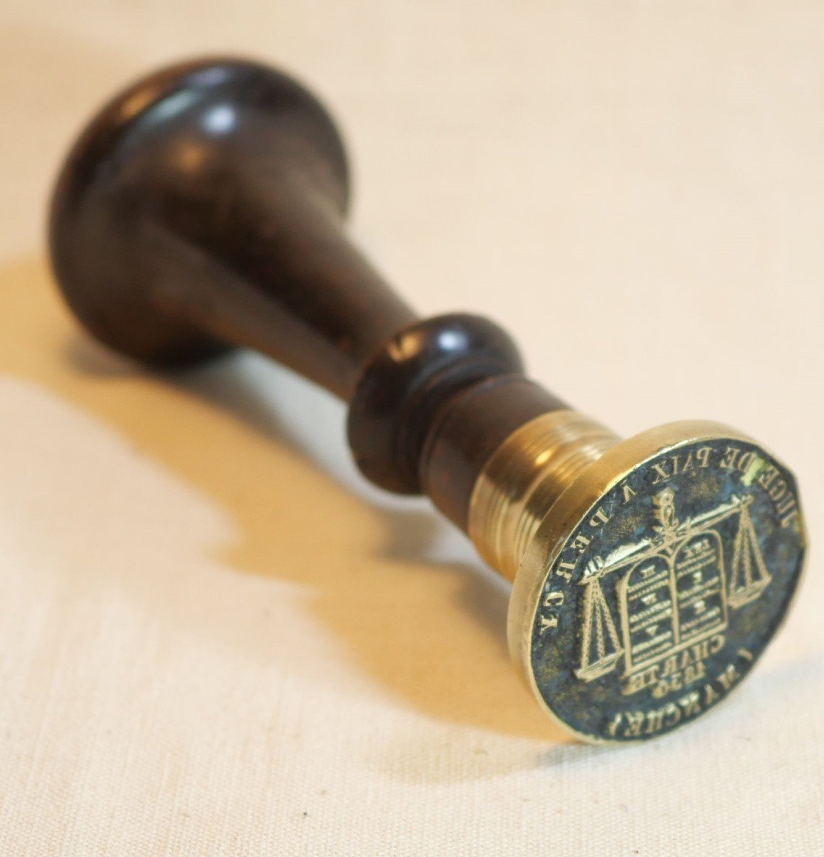 1830 Stamp Of The Justice Of The Peace In Percy Bronze Matrix Handle - Sdb24jug002-photo-3