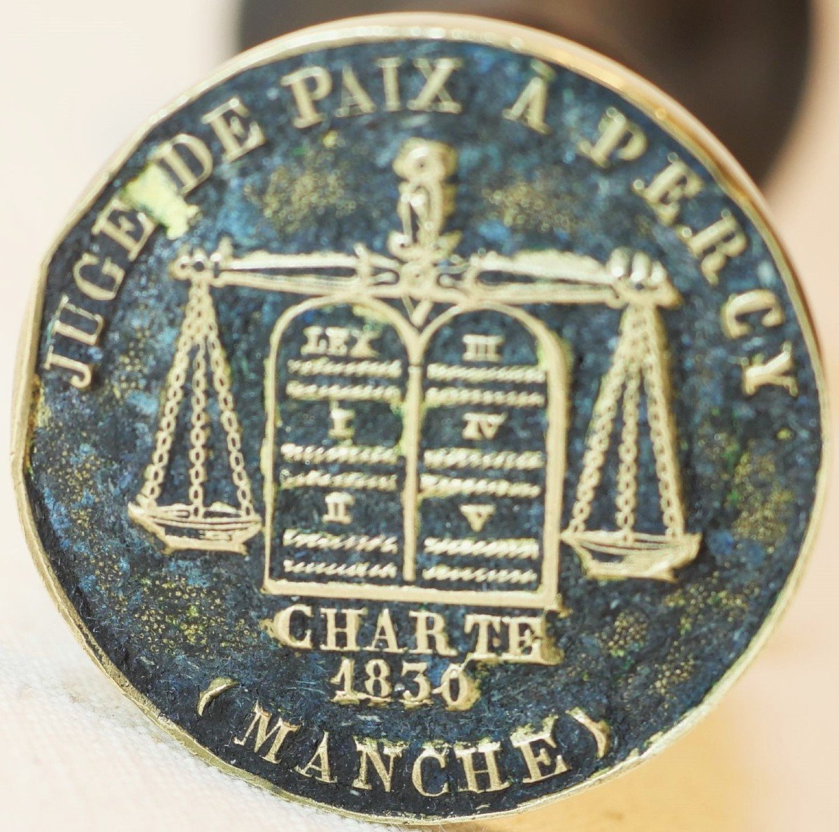 1830 Stamp Of The Justice Of The Peace In Percy Bronze Matrix Handle - Sdb24jug002-photo-4