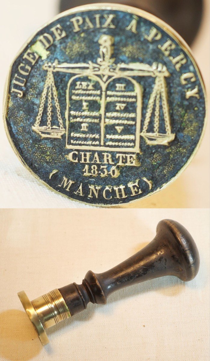 1830 Stamp Of The Justice Of The Peace In Percy Bronze Matrix Handle - Sdb24jug002