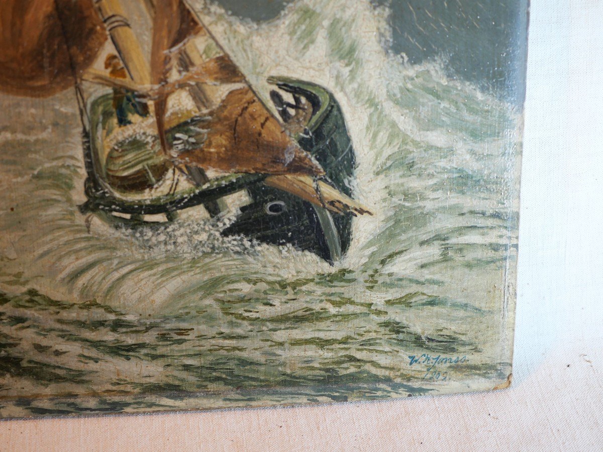 Hsp Ex-voto Fortune De Mer Painting Signed Wh Jones 1903 - Rbm24hst001-photo-3