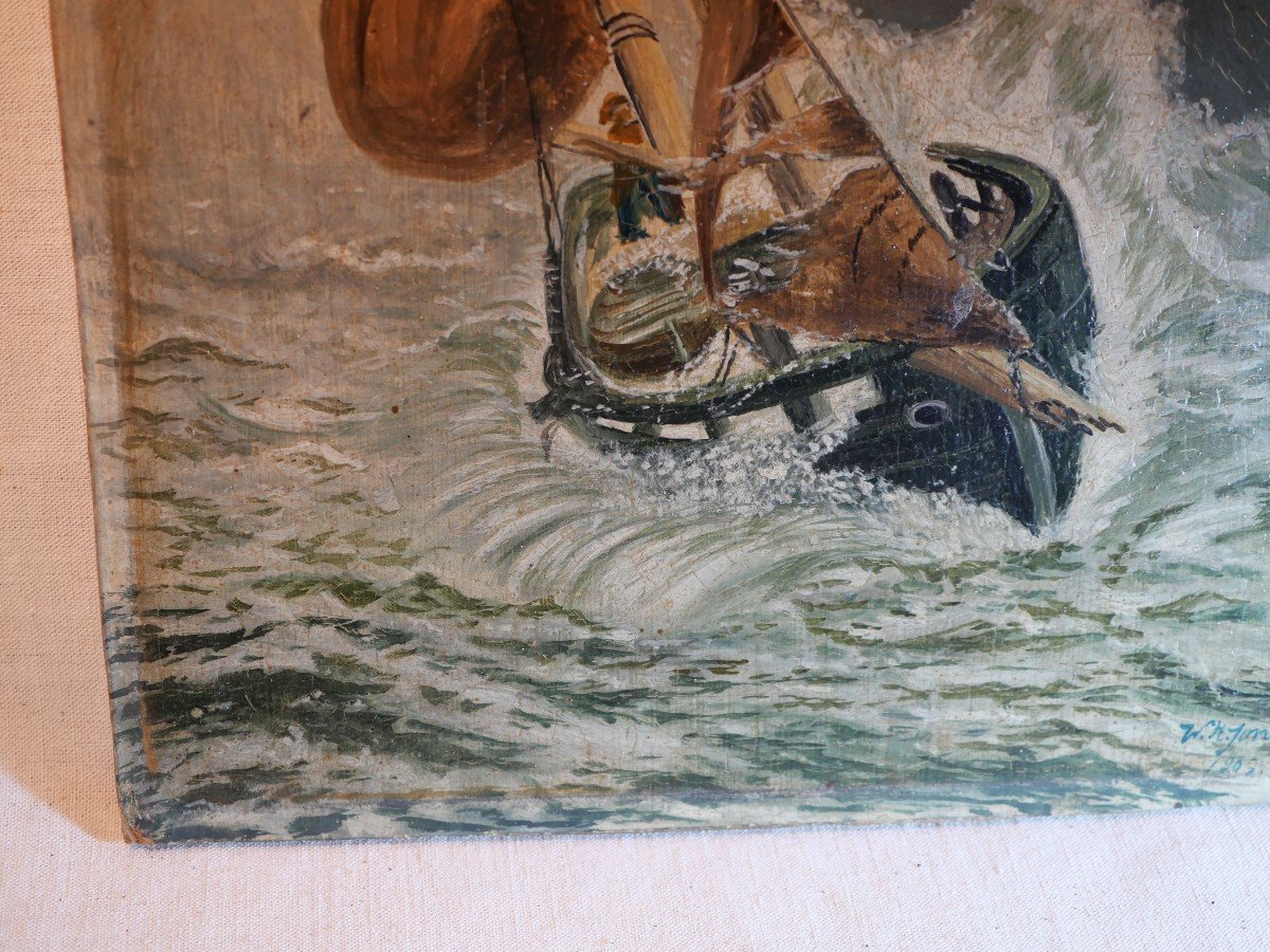 Hsp Ex-voto Fortune De Mer Painting Signed Wh Jones 1903 - Rbm24hst001-photo-4