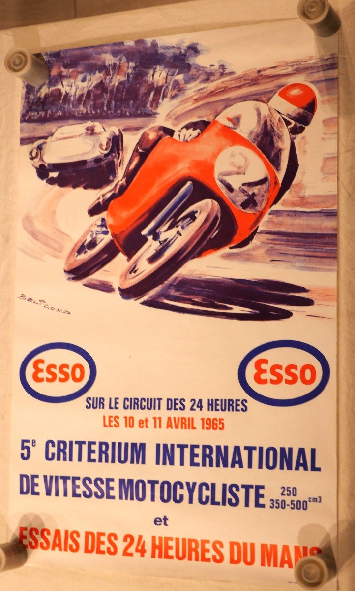 Automobilia & Motobilia - Authentique Affiche 1965 Le Mans Critérium Motos Et Essais 24h 