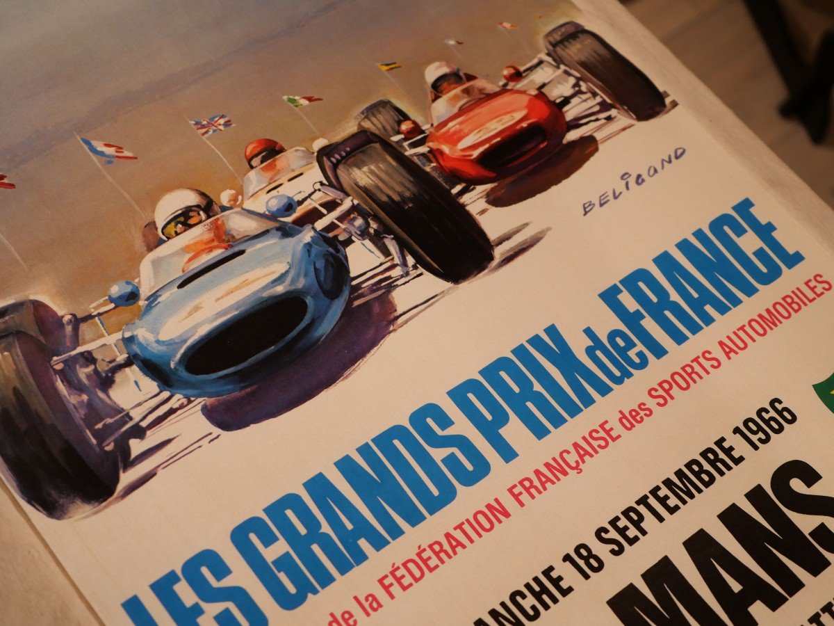 Automobilia - Affiche 1966 Le Mans Coupe Internationale De Vitesse  Grands Prix France-photo-2