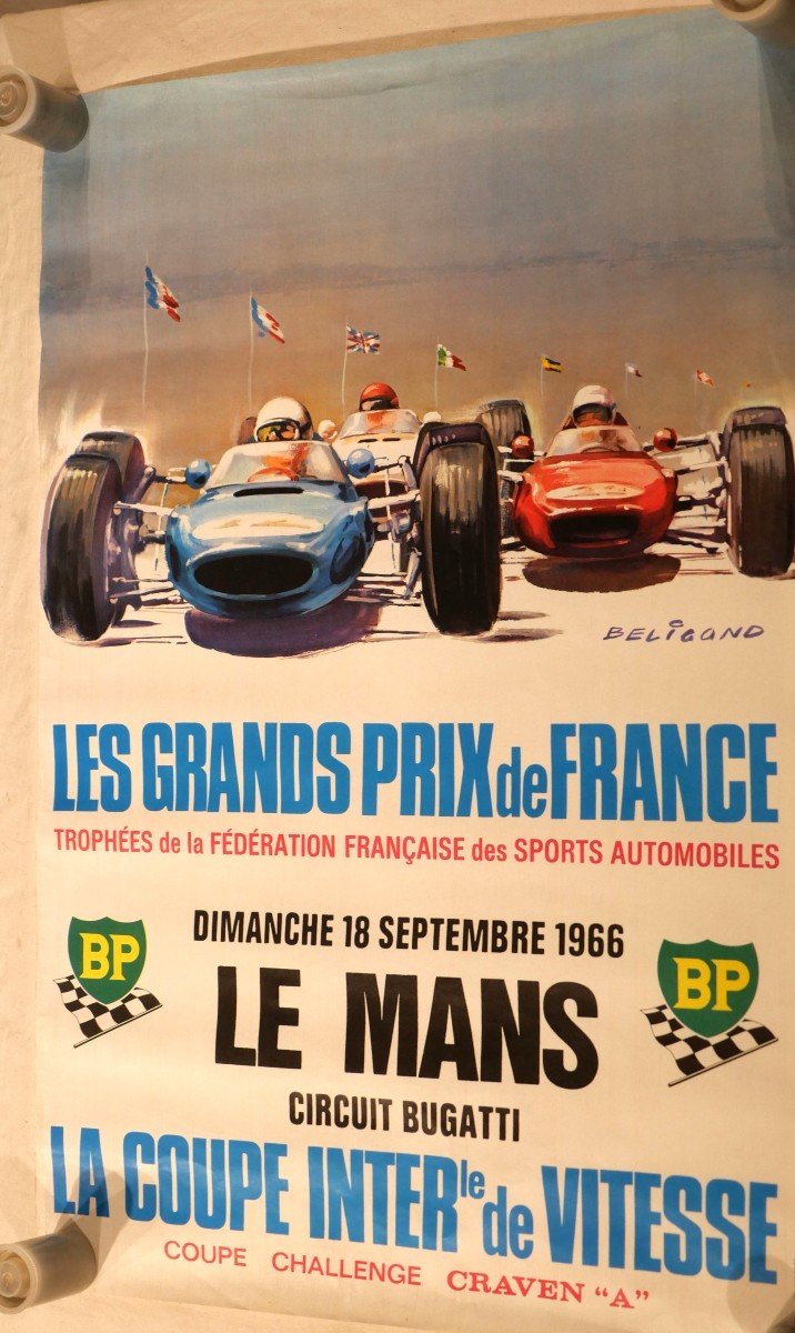 Automobilia - Affiche 1966 Le Mans Coupe Internationale De Vitesse  Grands Prix France