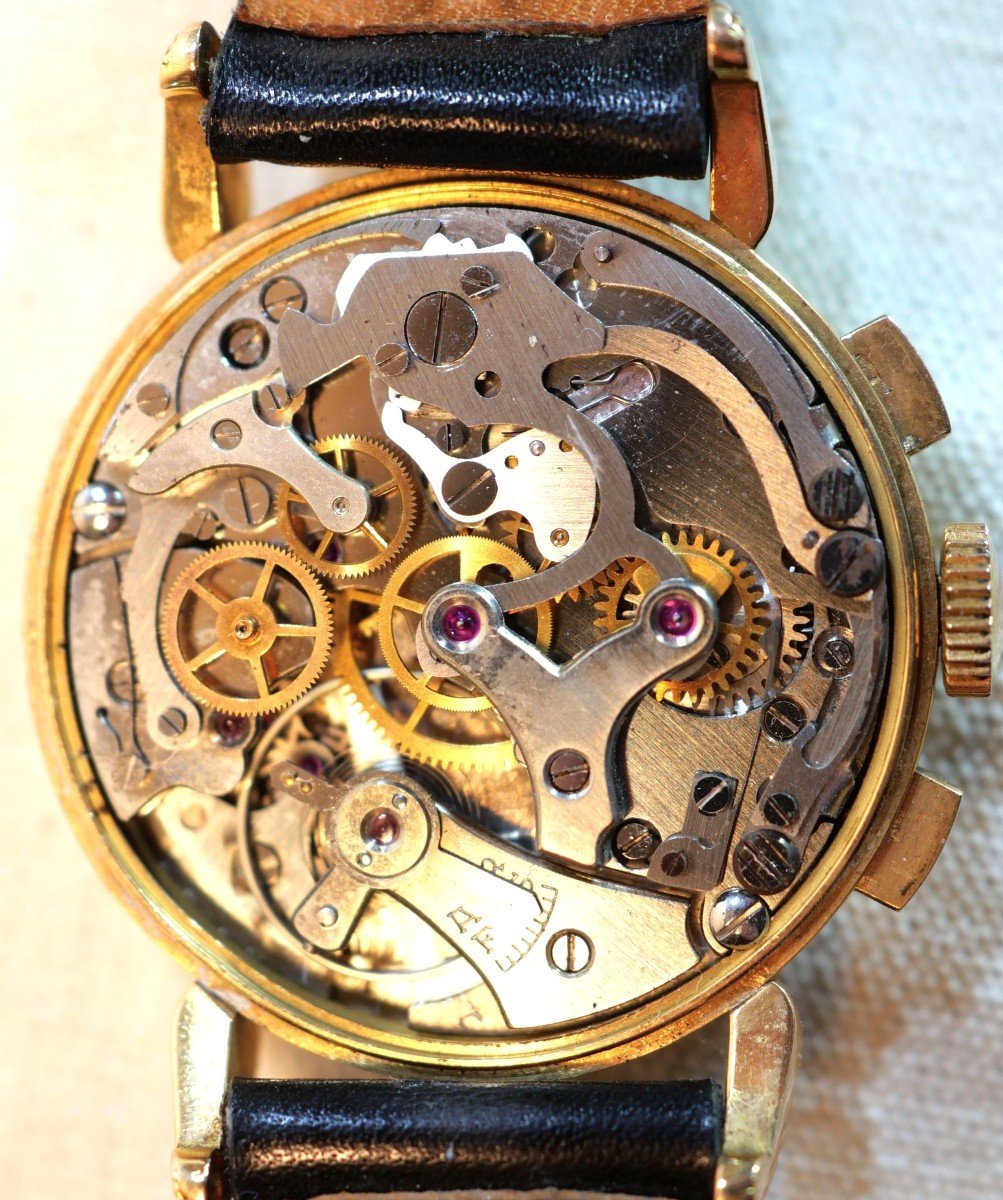 Montre Bracelet Chronographe Kody Or 18 Carats 18k Venus 188 - Années 40/50 Révisée Sch24chr001-photo-5