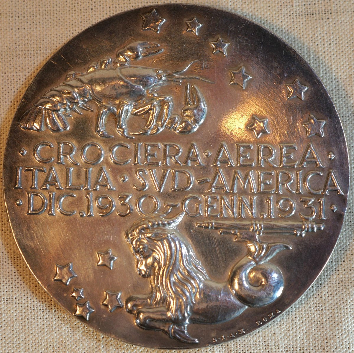 Médaille Argent Officielle Croisière Italie Amérique Sud 1930 Balbo Italie Fasciste Sdb25med003-photo-3