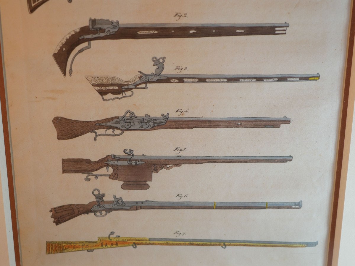 Antique Weapons - German Arquebuses Engraving Professional Framing Lbv24cad006-photo-3