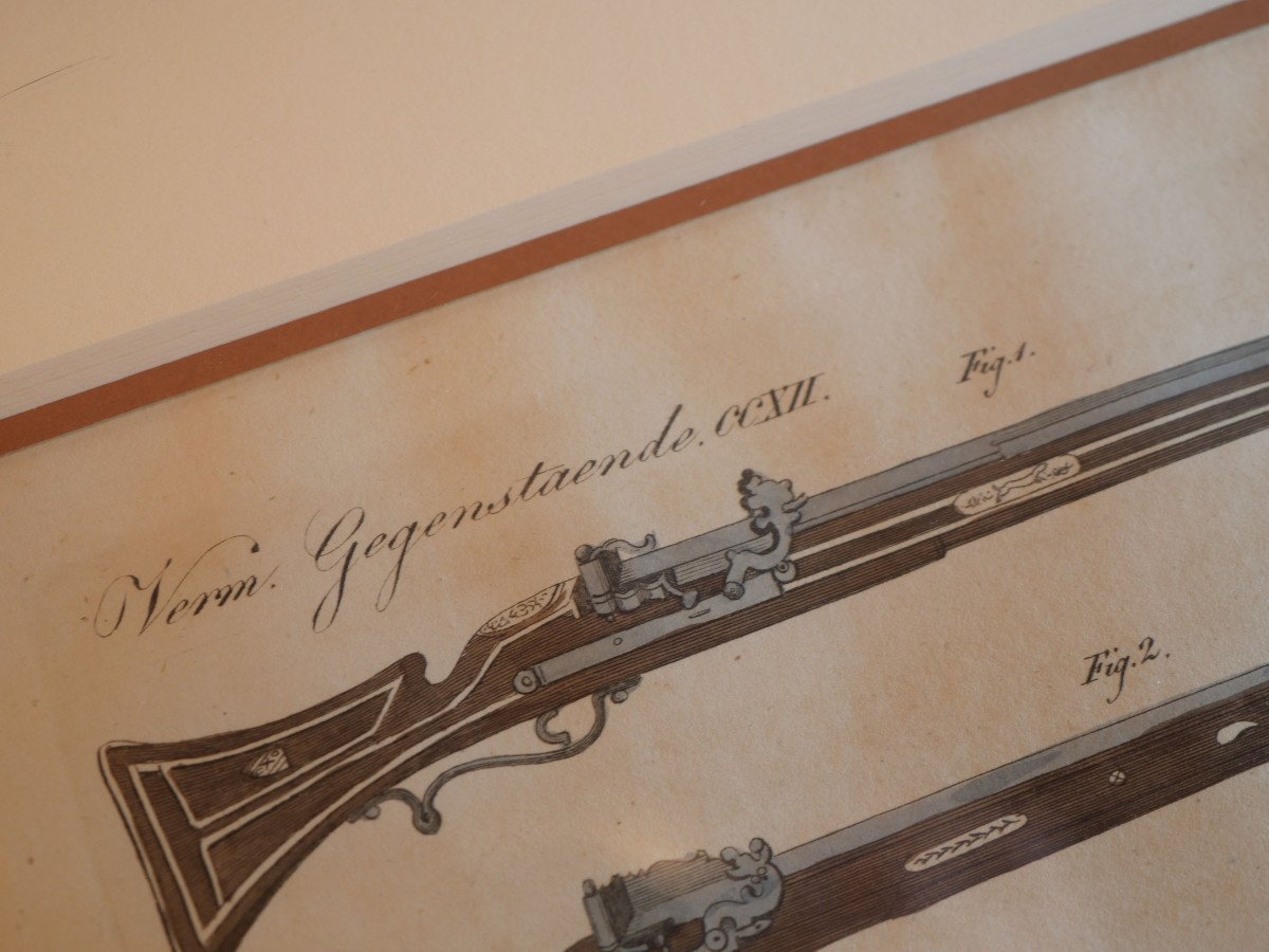 Antique Weapons - German Arquebuses Engraving Professional Framing Lbv24cad006-photo-5