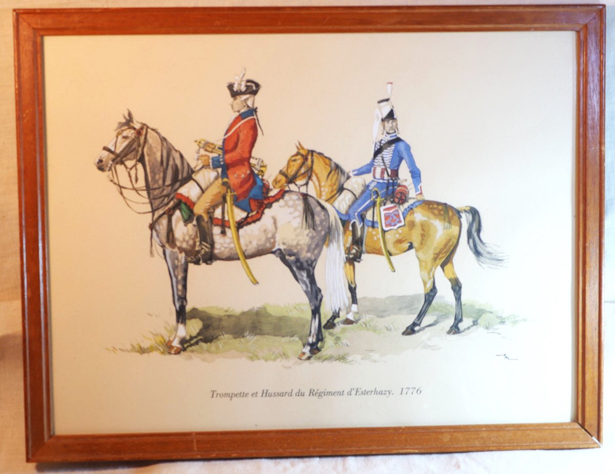 Old Uniforms - Watercolor Professional Framed Hussars Esterhazy 1776 Lbv24cad011-photo-2