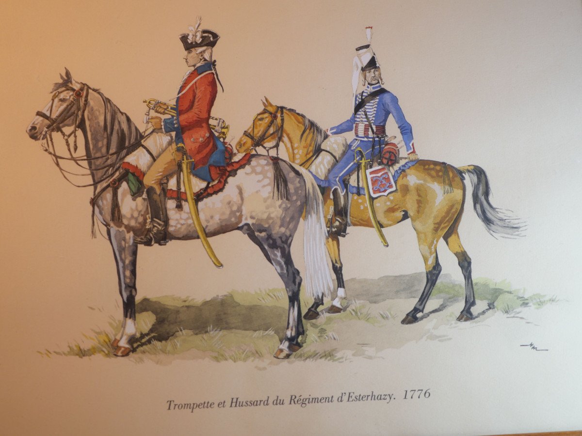 Old Uniforms - Watercolor Professional Framed Hussars Esterhazy 1776 Lbv24cad011