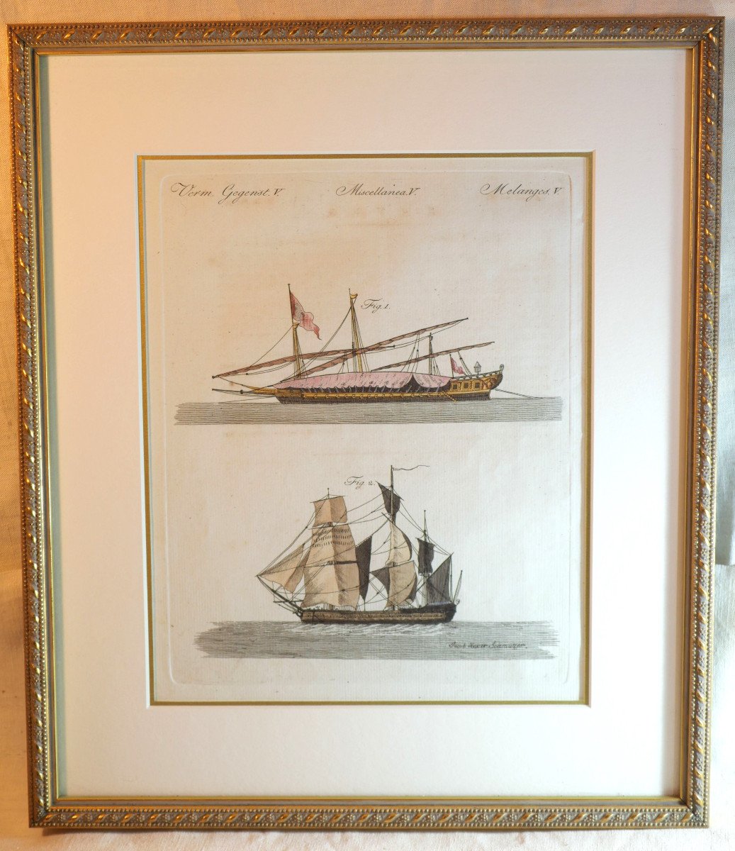 Marine Sailboats XVIII - Old Engraving Professional Framing Lbv24cad003