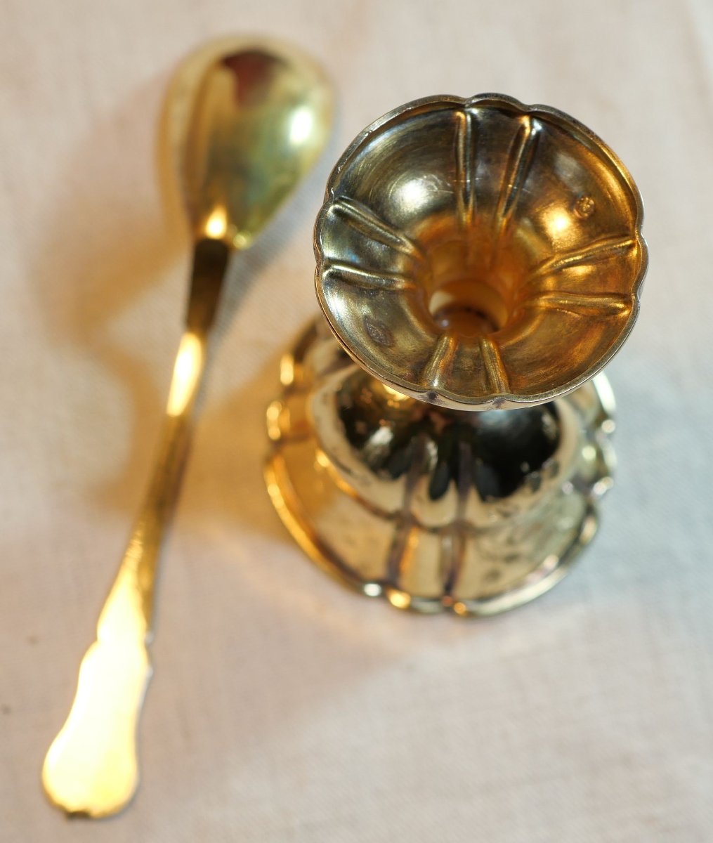 Egg Cup And Spoon In Silver Vermeil In Their Case Master Goldsmith: Paul Massat XIX -scn25rcoq001-photo-2