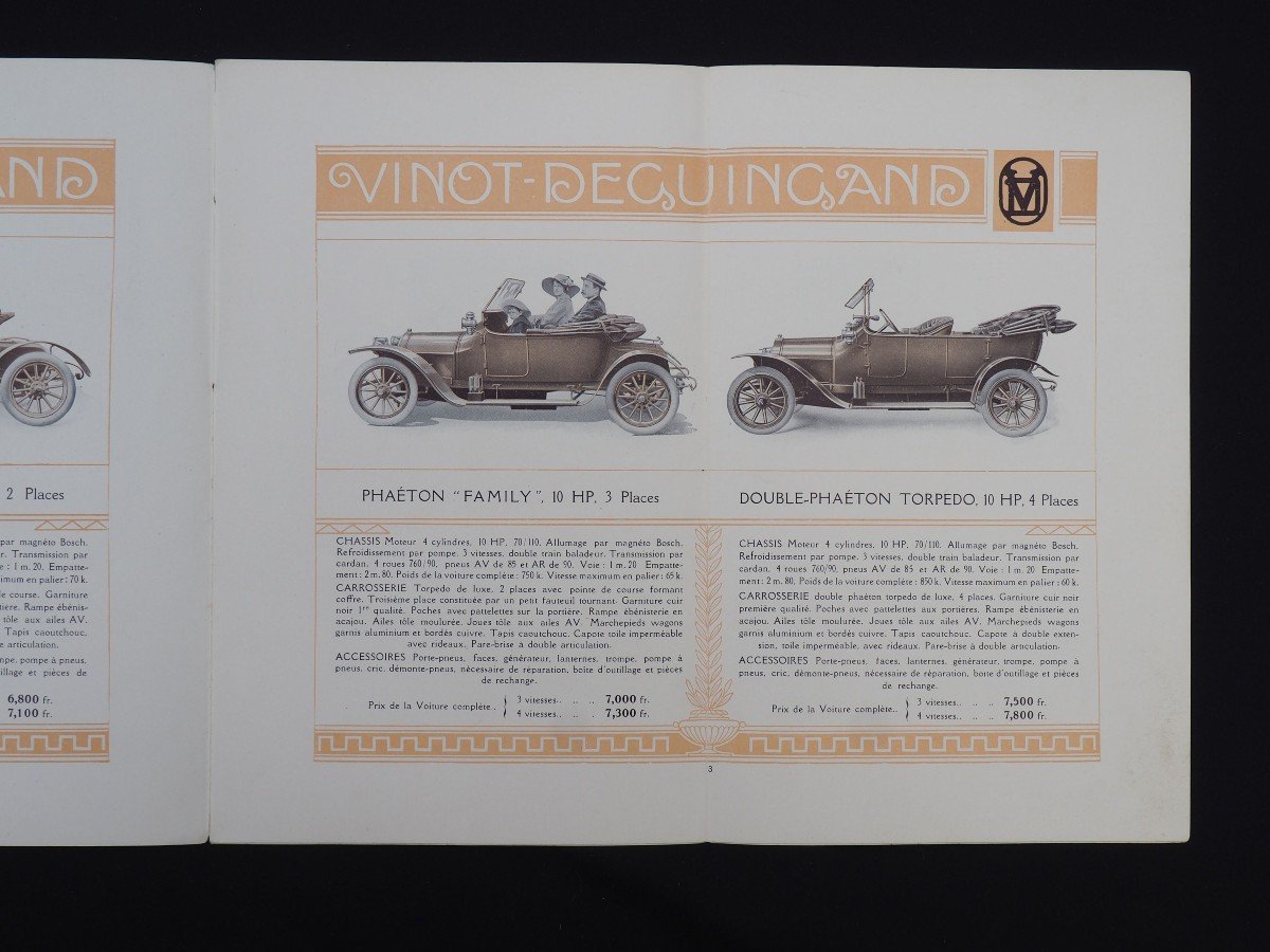 Plaquette Publicitaire - Automobiles Vinot Deguingand époque 1ère Guerre Mondiale-photo-3