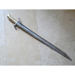 Sabre Baïonnette Modèle 1842 spéciale pour le mousqueton français d'artillerie mle 1829 - XIX Ième 