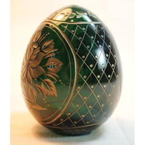 Faberge Style Egg Dark Green Model Engraved Russian Production Bx24fab001