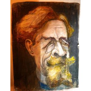 Pastel Caricature d'Anton Tchekhov Sans Doute Réalisée Par Son Frère Nikolai - XIX Ième