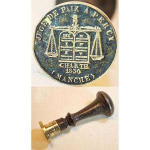 1830 Stamp Of The Justice Of The Peace In Percy Bronze Matrix Handle - Sdb24jug002