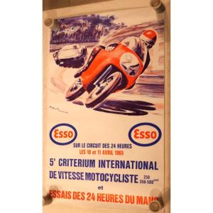 Automobilia & Motobilia - Authentique Affiche 1965 Le Mans Critérium Motos Et Essais 24h 