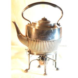 British Samovar Art Deco Silver Metal Gadrooned Decor Ebony Handles Early 20th Century Sdb25sam001